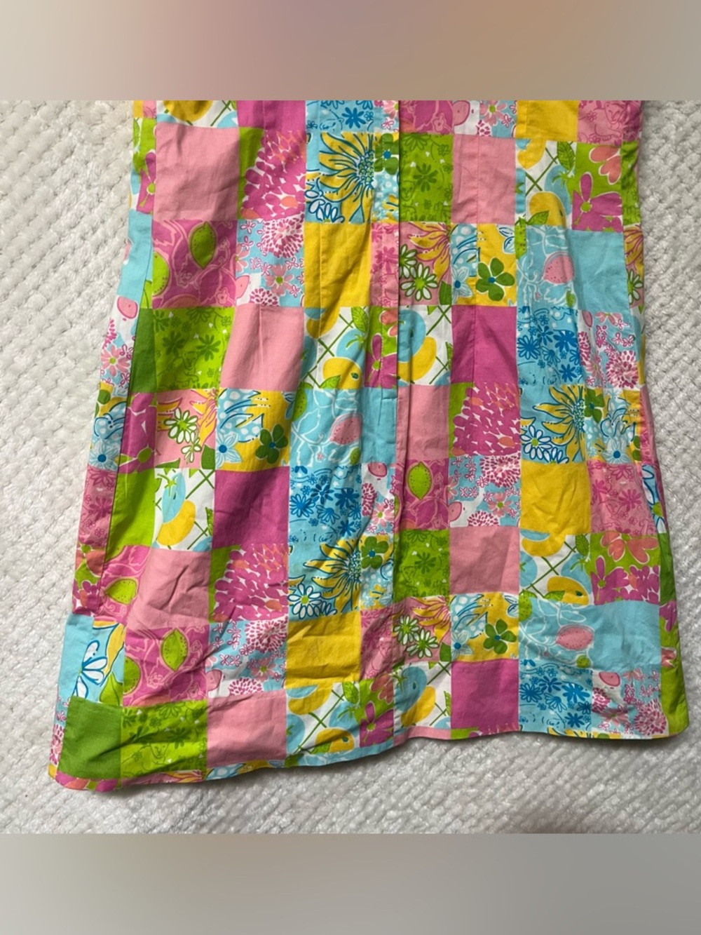 Lilly Pulitzer Vintage Patchwork Dress Colorful Floral Cotton Blend Beach Sz 6 - Picture 10 of 16